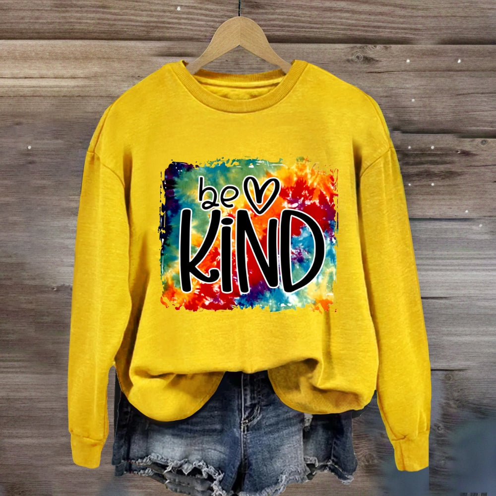 Be Kind For Everyone Gradient Watercolor Print Sweatshirt