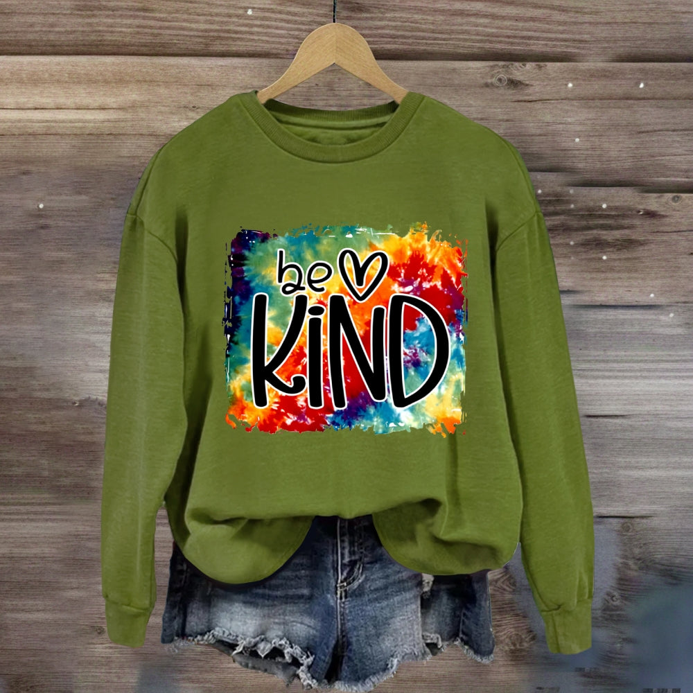 Be Kind For Everyone Gradient Watercolor Print Sweatshirt