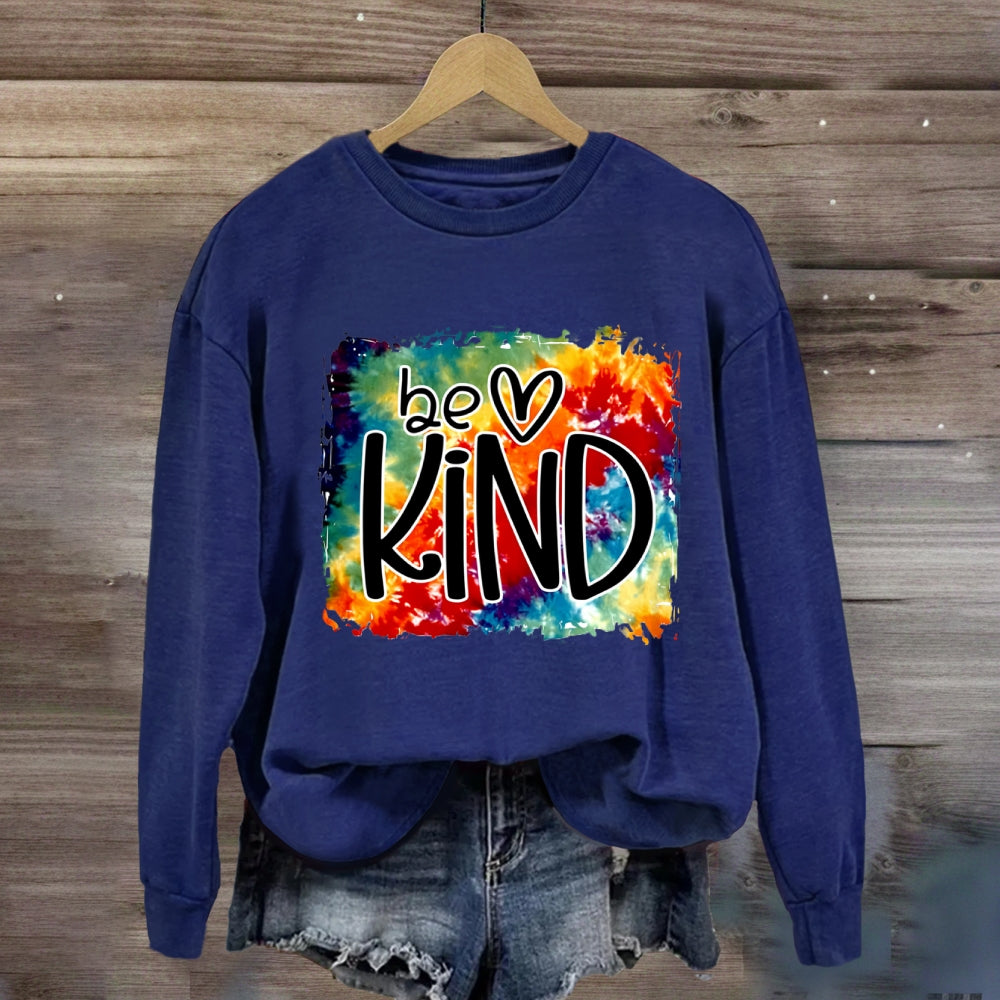Be Kind For Everyone Gradient Watercolor Print Sweatshirt