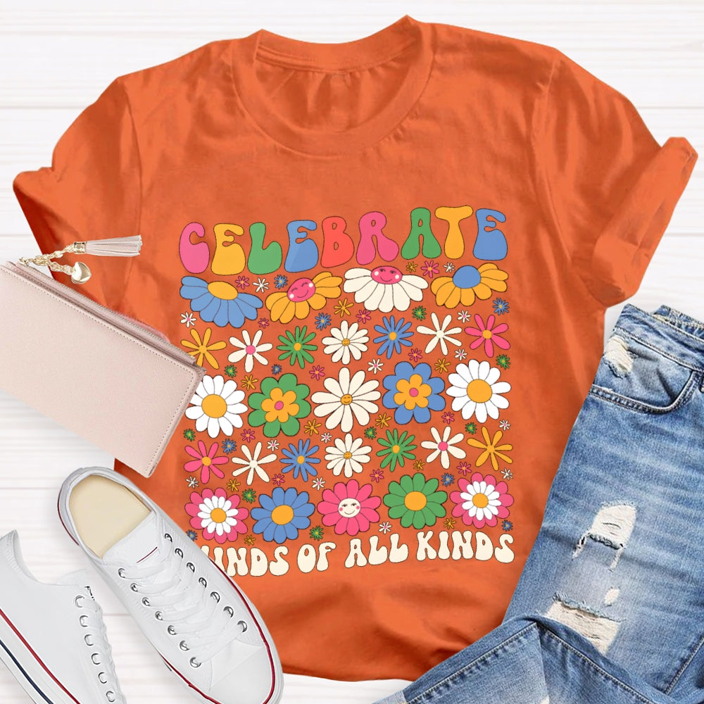 Celebrate Minds Of All Kinds Colorful Flowers T-shirt