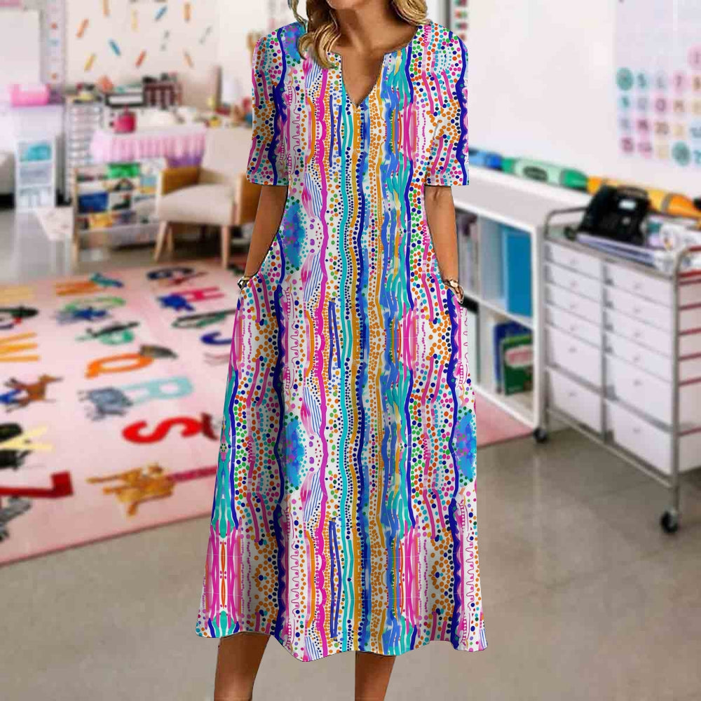 Irregular Geometric Print Gradient Pattern Print Dress