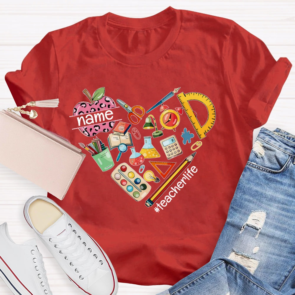 Personalized Name Teacher Life Love Funny T-shirt