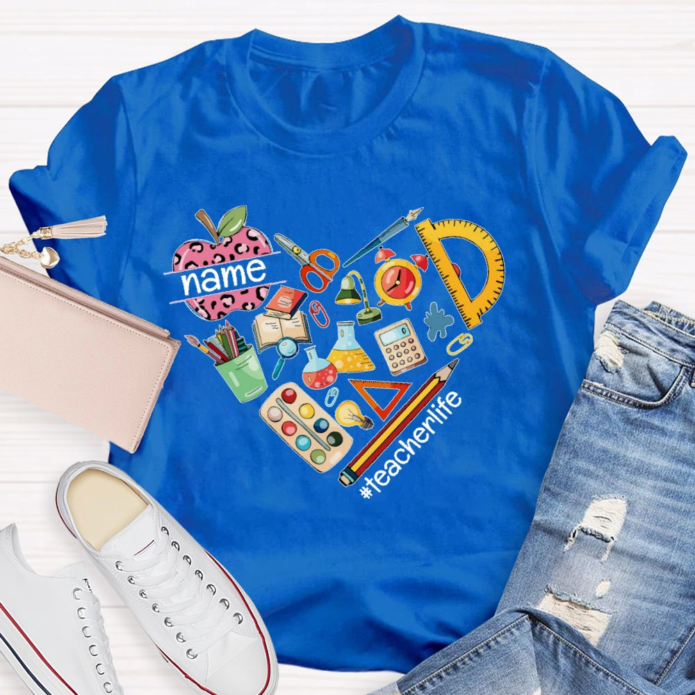 Personalized Name Teacher Life Love Funny T-shirt