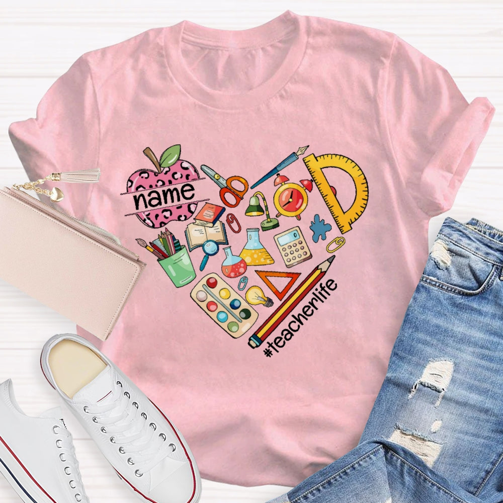 Personalized Name Teacher Life Love Funny T-shirt