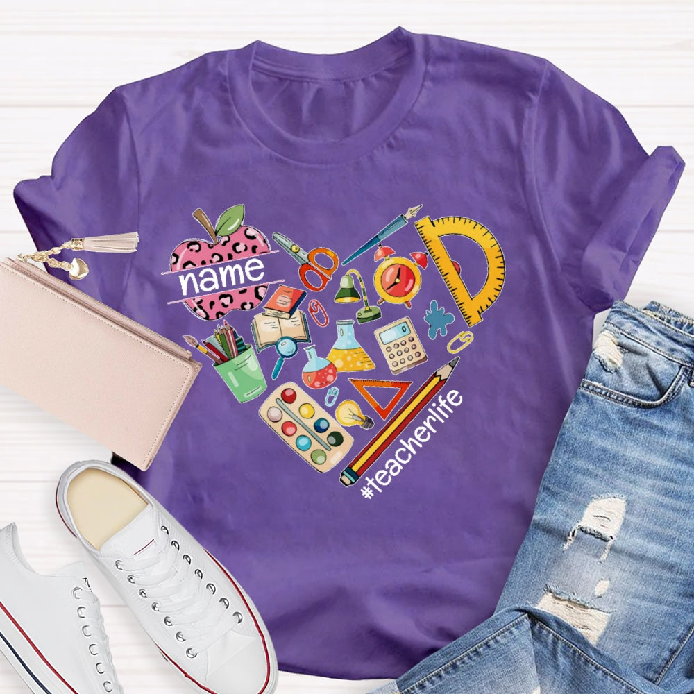 Personalized Name Teacher Life Love Funny T-shirt