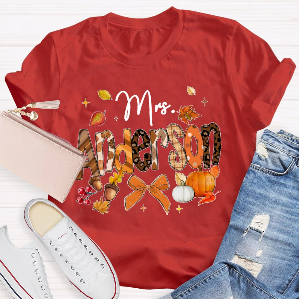 Personalized Name Autumn Pumpkin Funny T-shirt