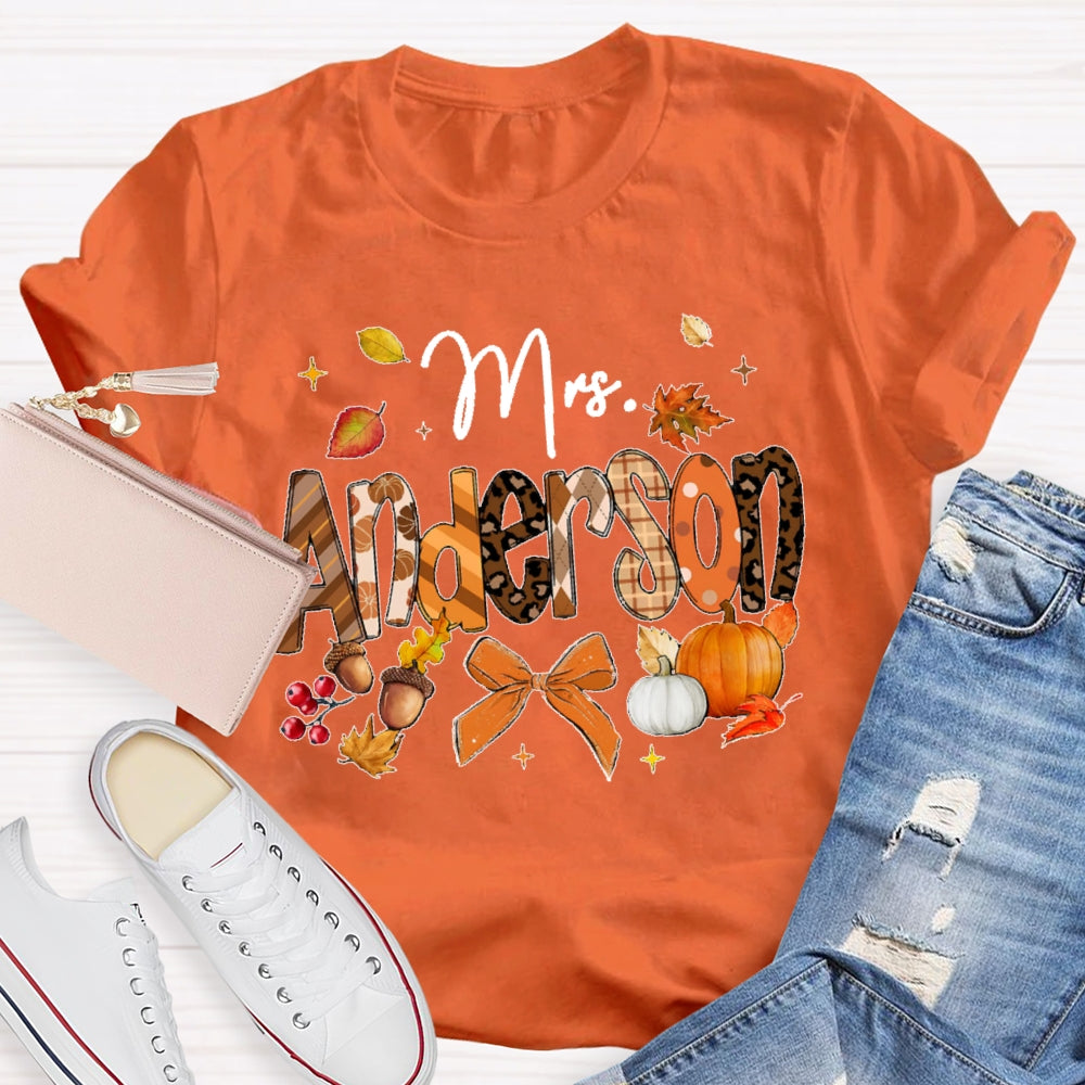 Personalized Name Autumn Pumpkin Funny T-shirt