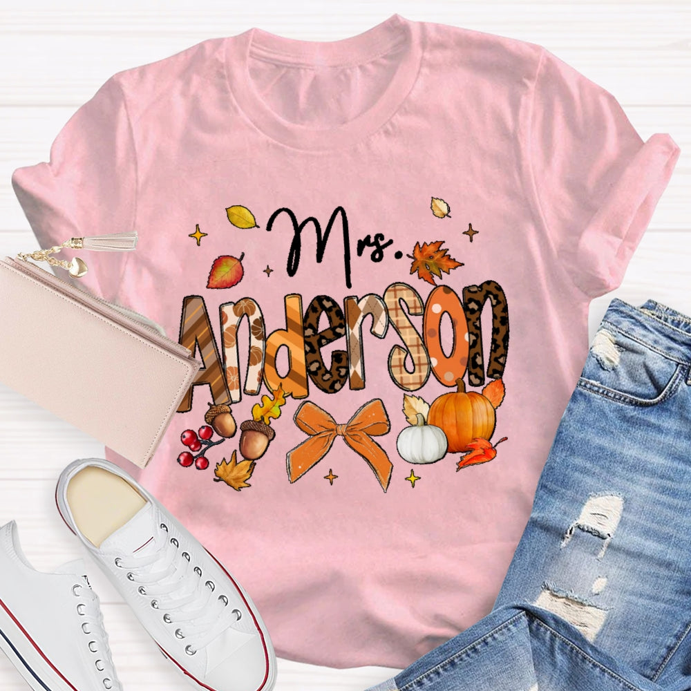 Personalized Name Autumn Pumpkin Funny T-shirt