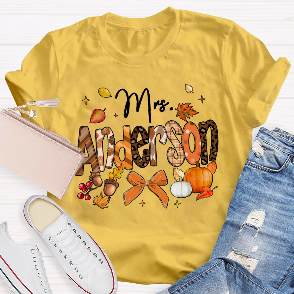 Personalized Name Autumn Pumpkin Funny T-shirt