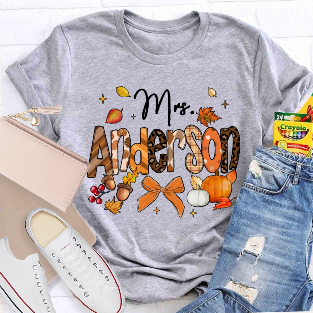 Personalized Name Autumn Pumpkin Funny T-shirt