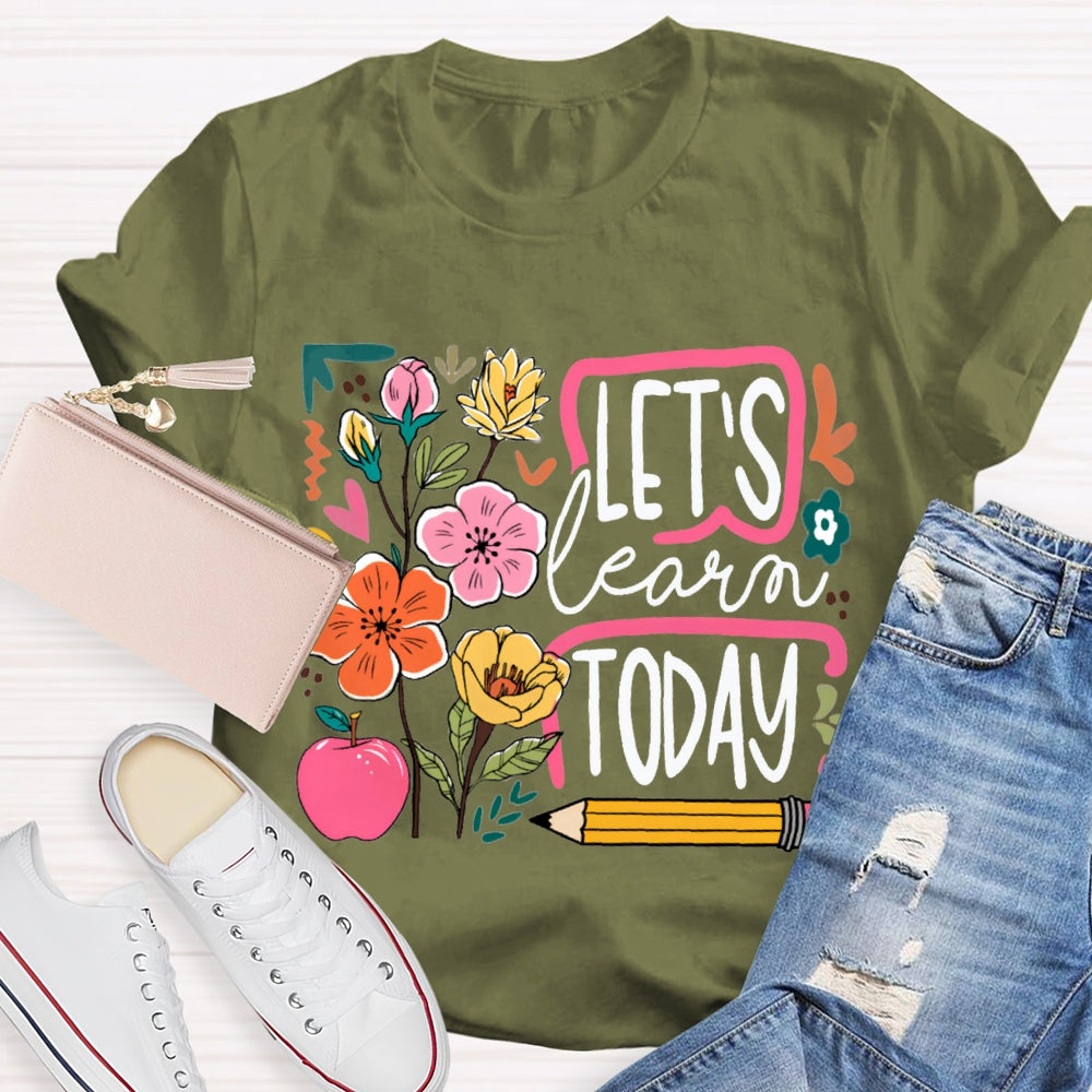 Let'S Learn Today Flowers And Apple Pencil T-shirt