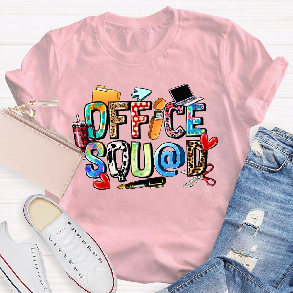 Office Squad Leopard Print Letters Funny T-shirt