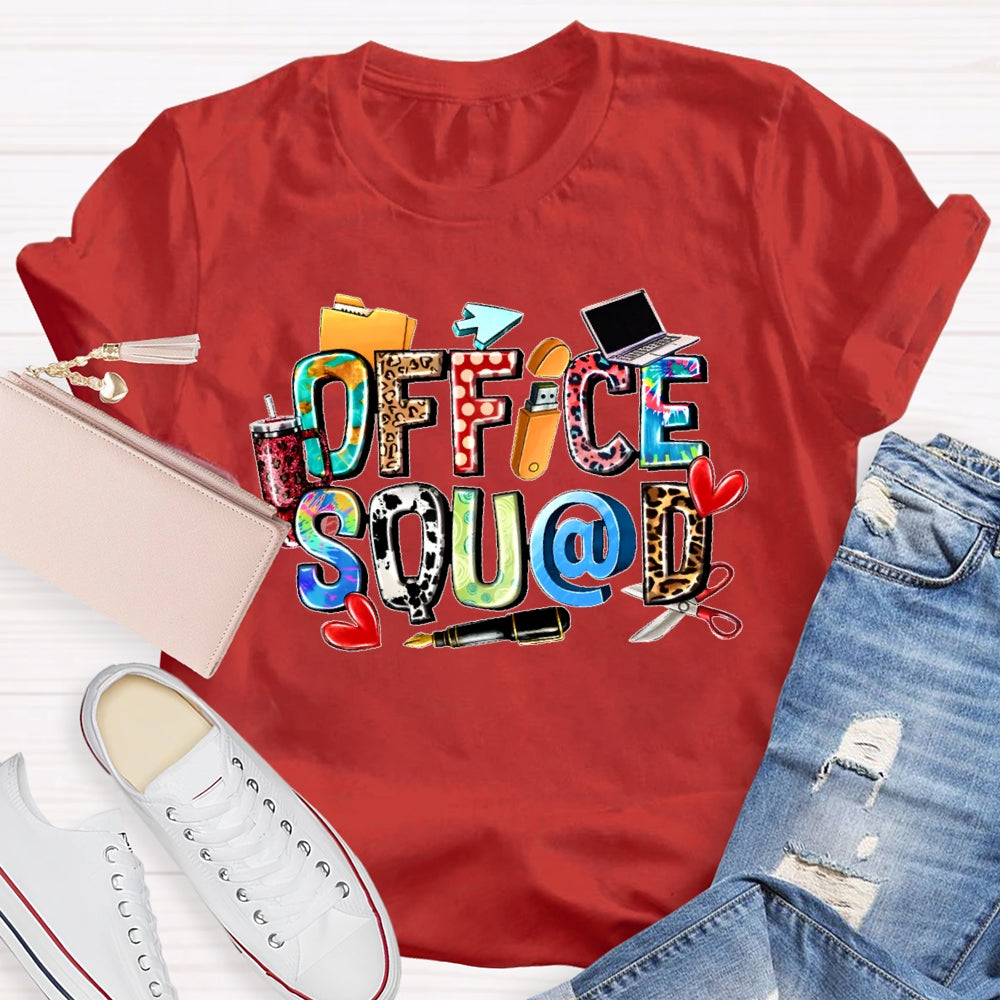 Office Squad Leopard Print Letters Funny T-shirt
