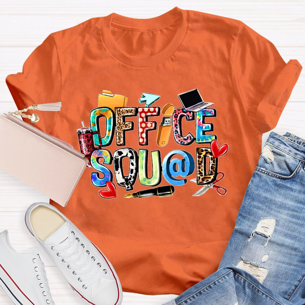 Office Squad Leopard Print Letters Funny T-shirt