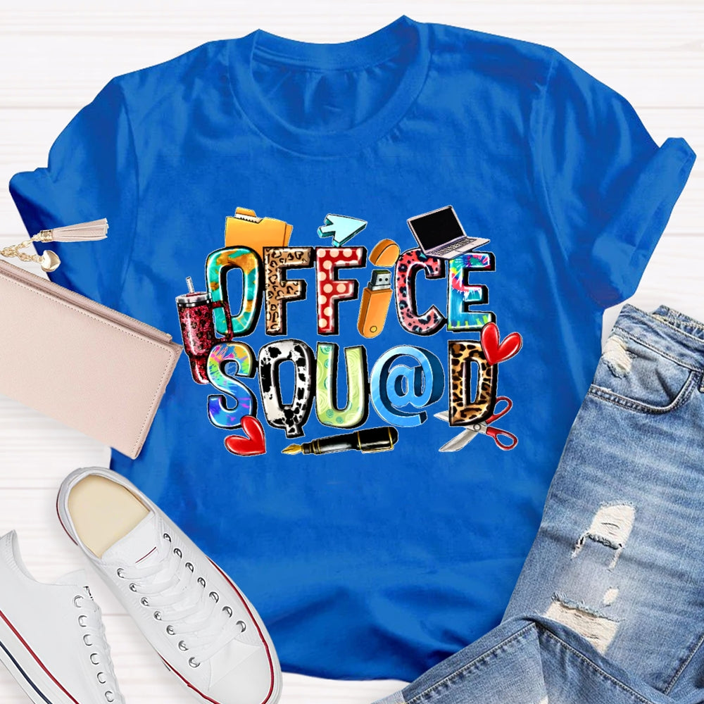 Office Squad Leopard Print Letters Funny T-shirt
