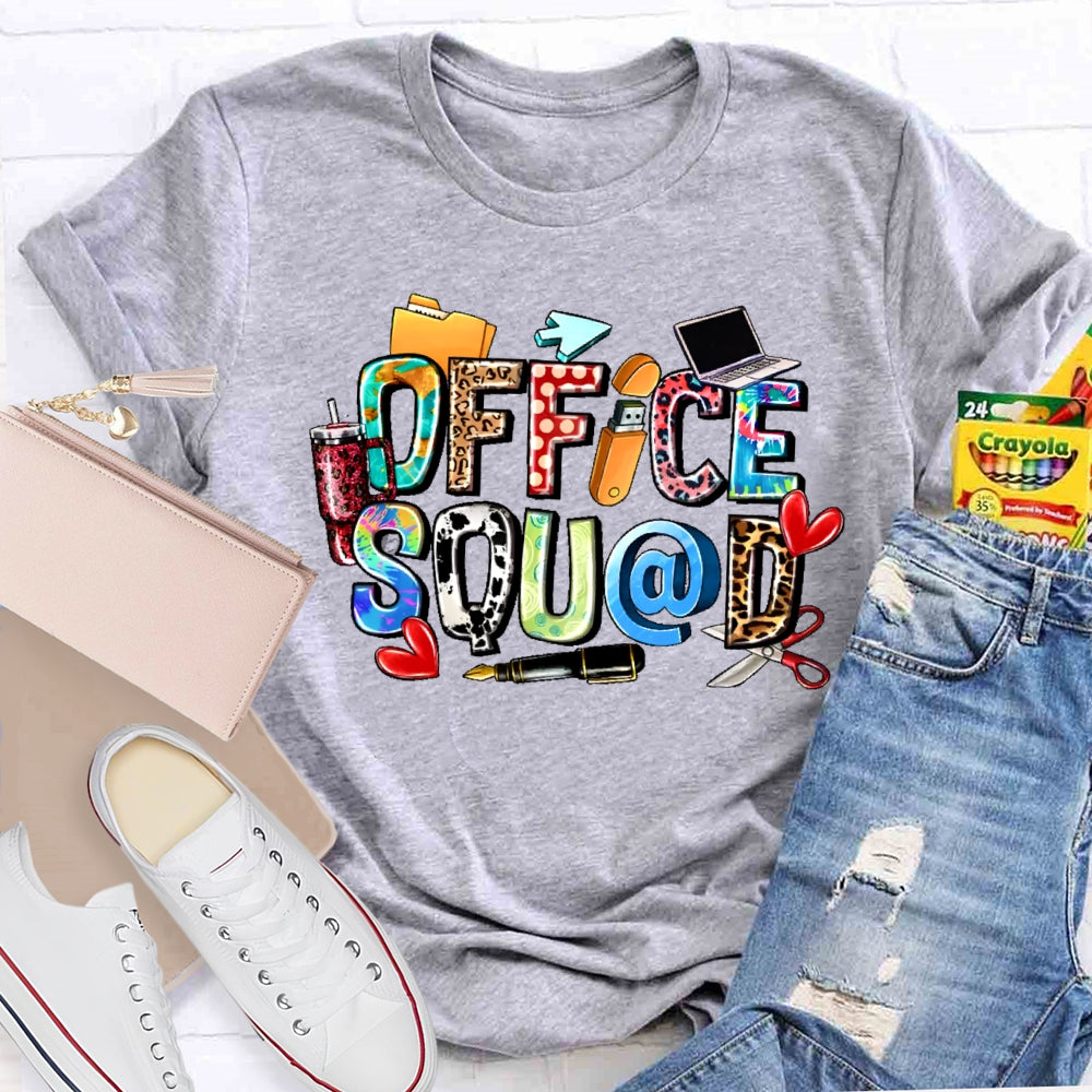 Office Squad Leopard Print Letters Funny T-shirt
