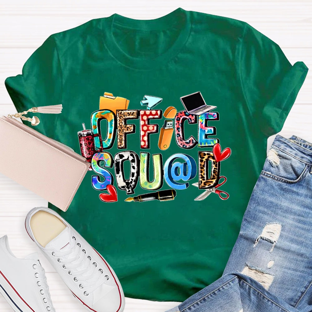Office Squad Leopard Print Letters Funny T-shirt