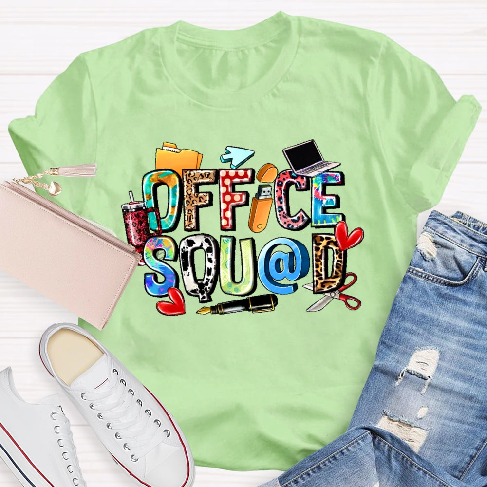 Office Squad Leopard Print Letters Funny T-shirt