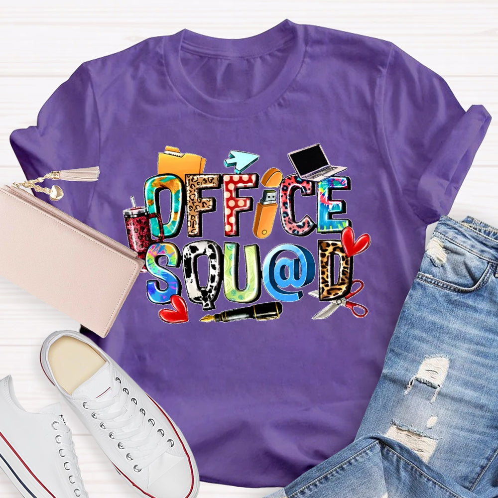 Office Squad Leopard Print Letters Funny T-shirt