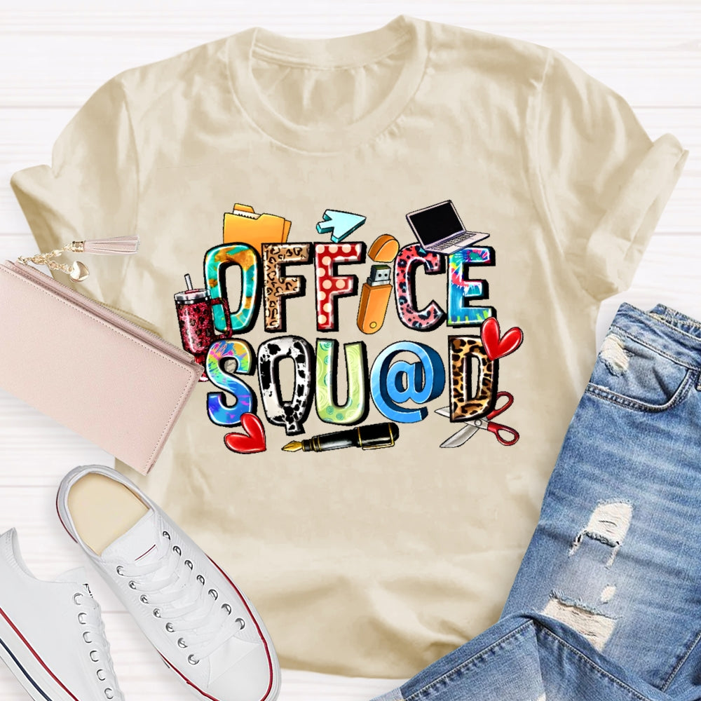 Office Squad Leopard Print Letters Funny T-shirt