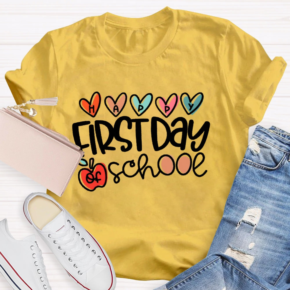 Happy First Day Of School Shirt Boy Girl Back To School Funny T-shirt