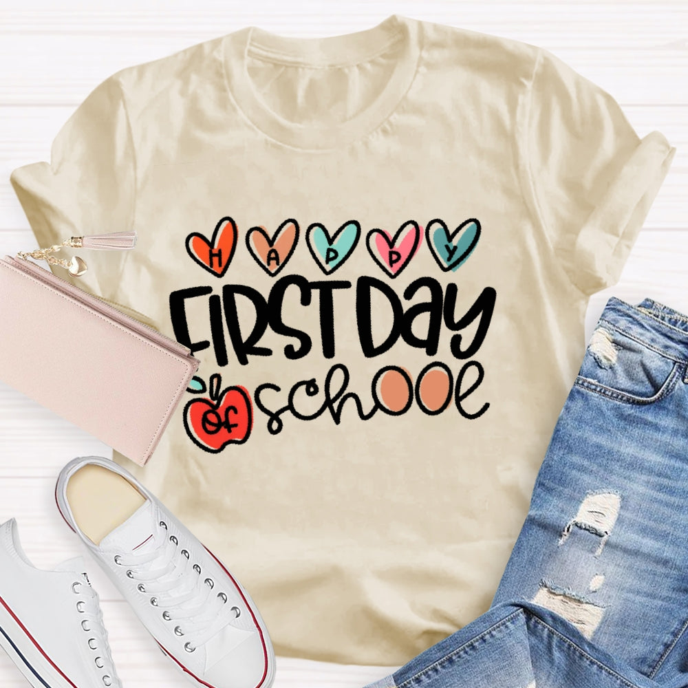 Happy First Day Of School Shirt Boy Girl Back To School Funny T-shirt