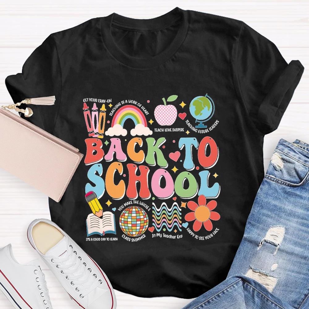 Back To School Colorful Letters Funny Teachers  T-shirt