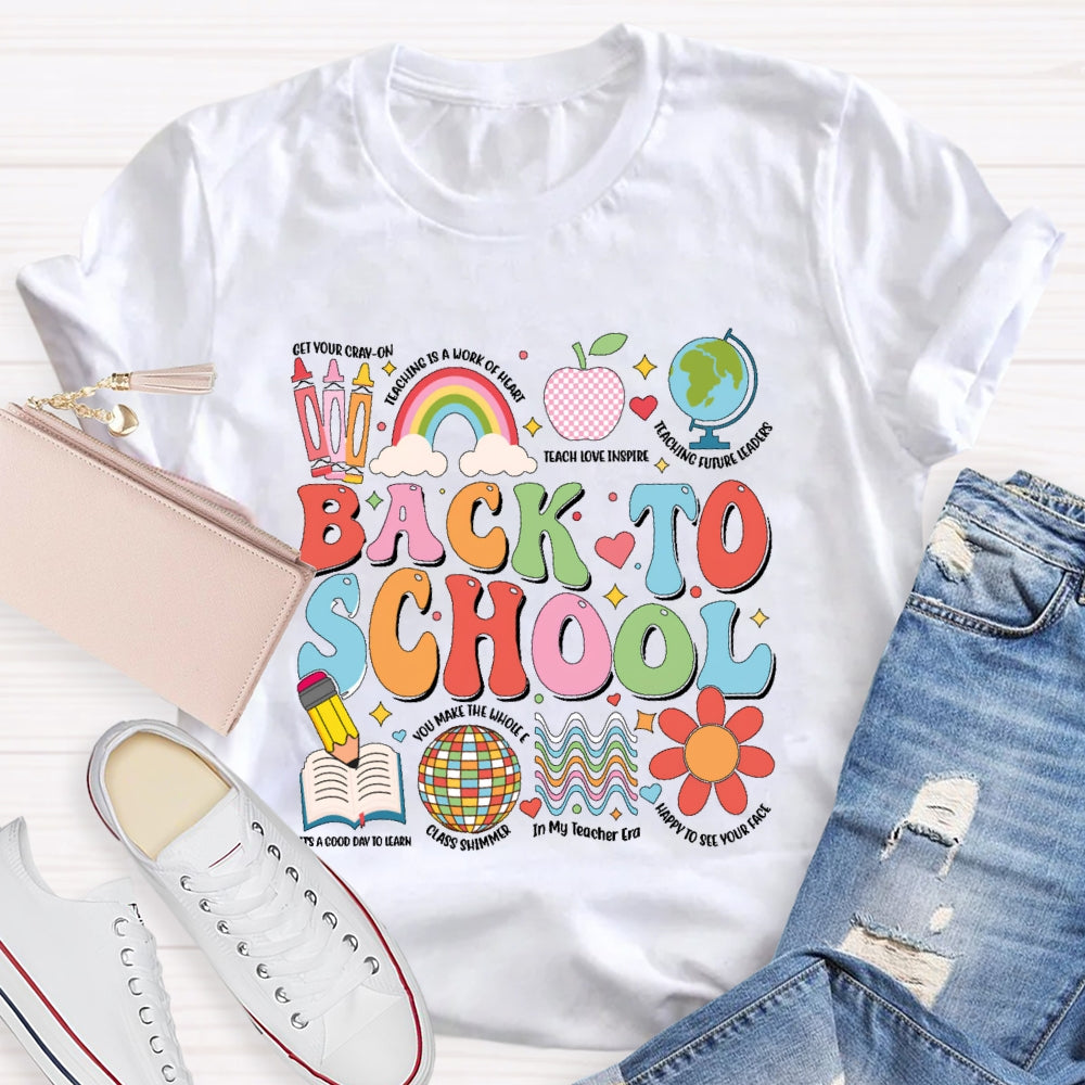 Back To School Colorful Letters Funny Teachers  T-shirt
