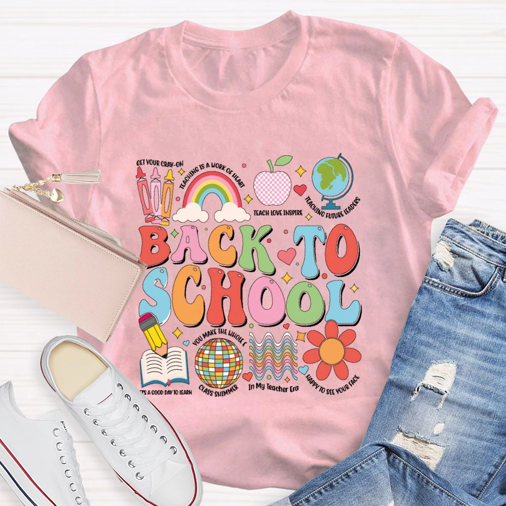 Back To School Colorful Letters Funny Teachers  T-shirt