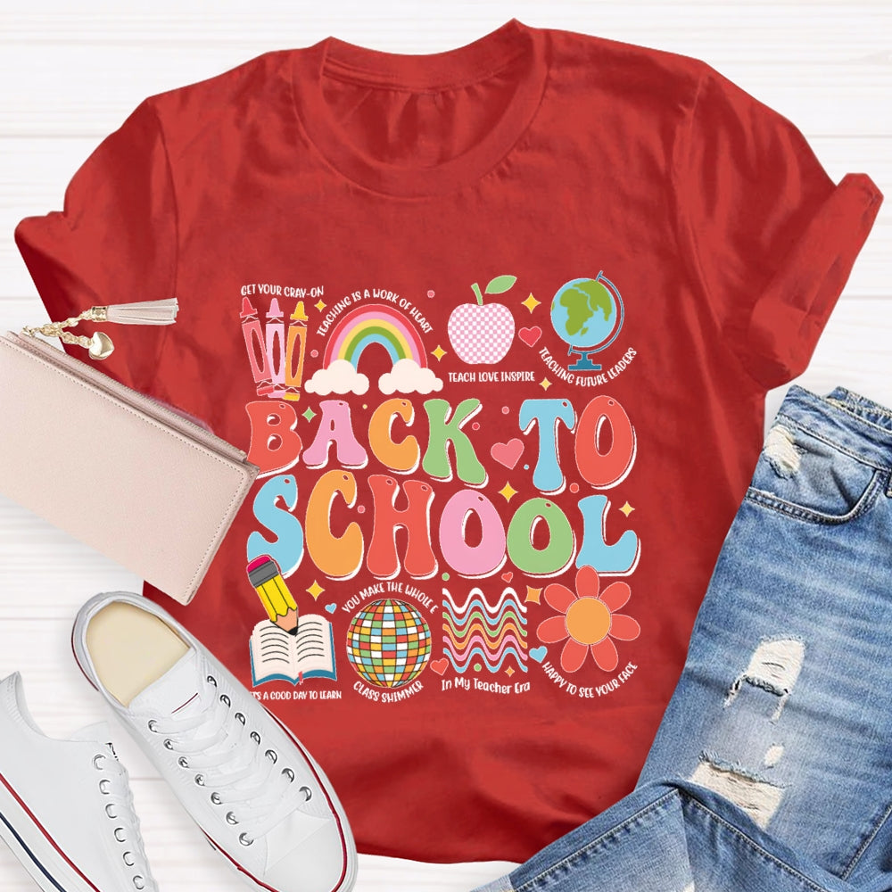 Back To School Colorful Letters Funny Teachers  T-shirt