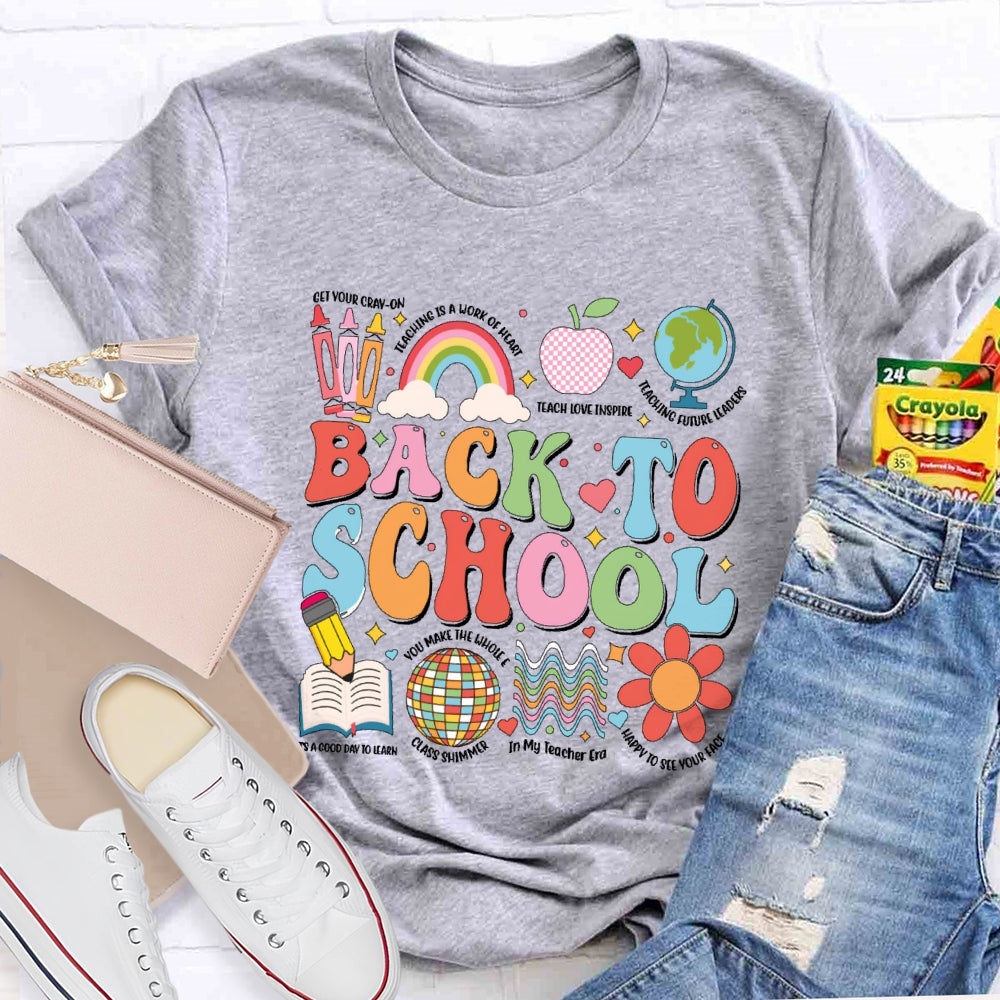 Back To School Colorful Letters Funny Teachers  T-shirt