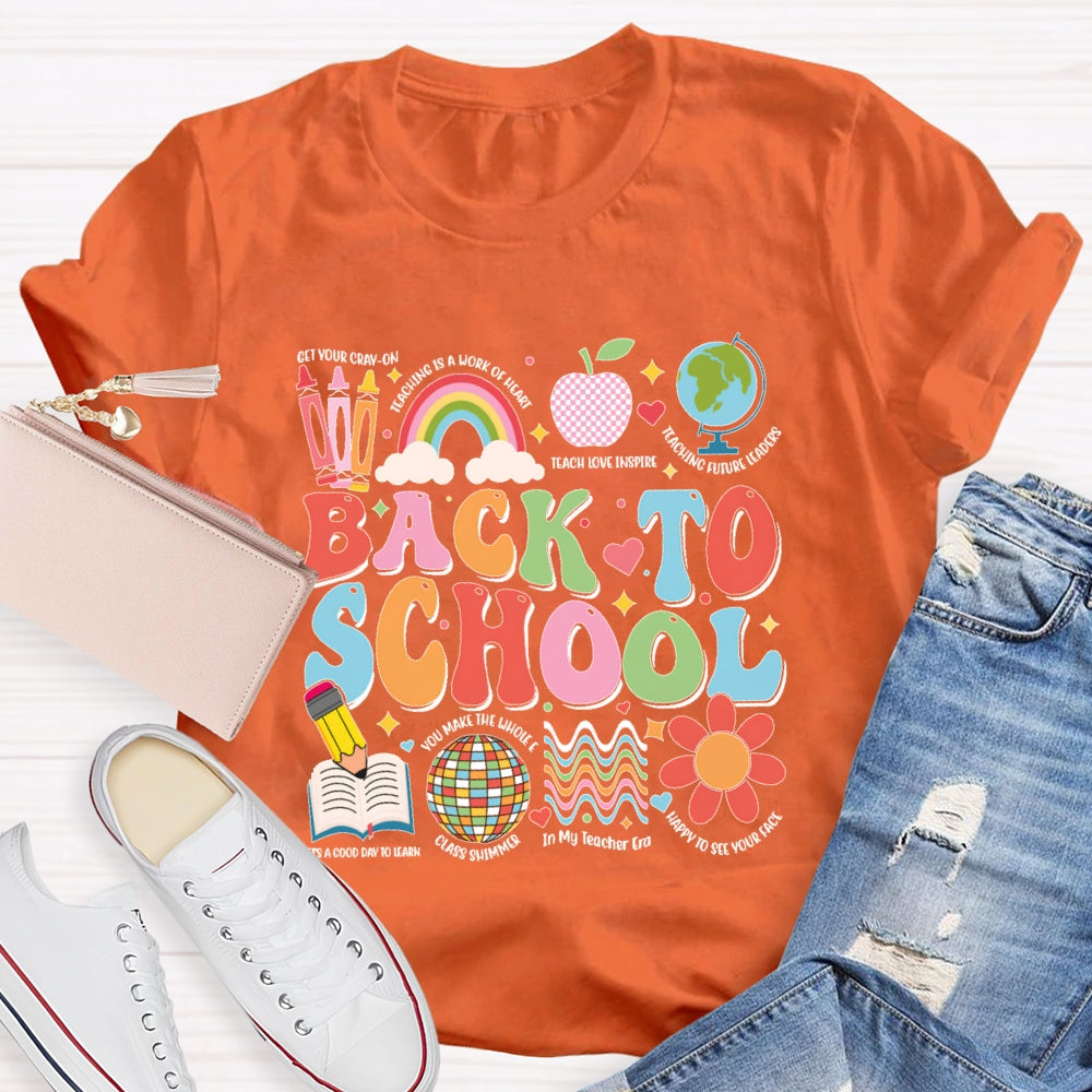 Back To School Colorful Letters Funny Teachers  T-shirt