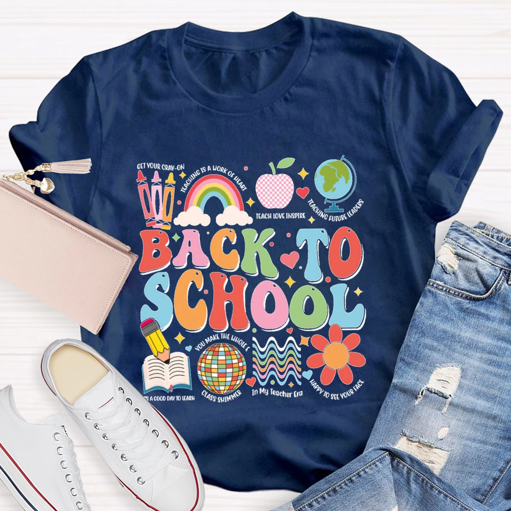 Back To School Colorful Letters Funny Teachers  T-shirt