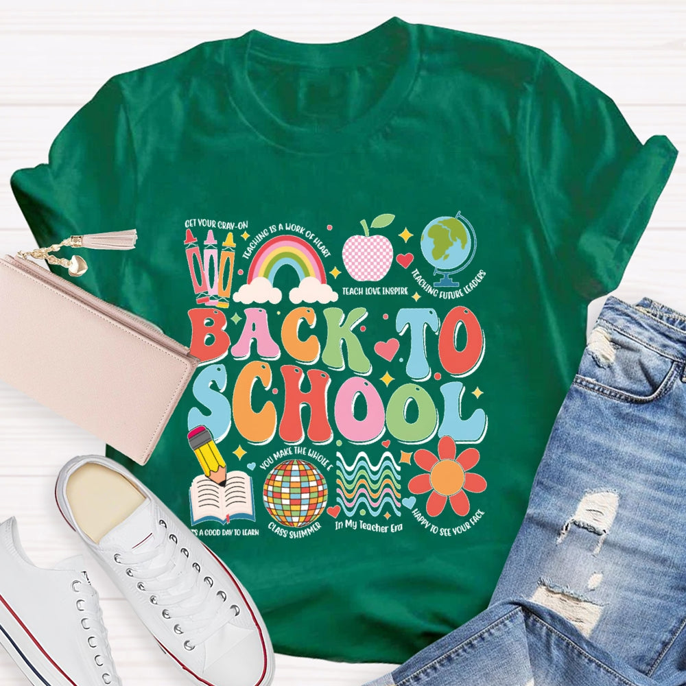 Back To School Colorful Letters Funny Teachers  T-shirt