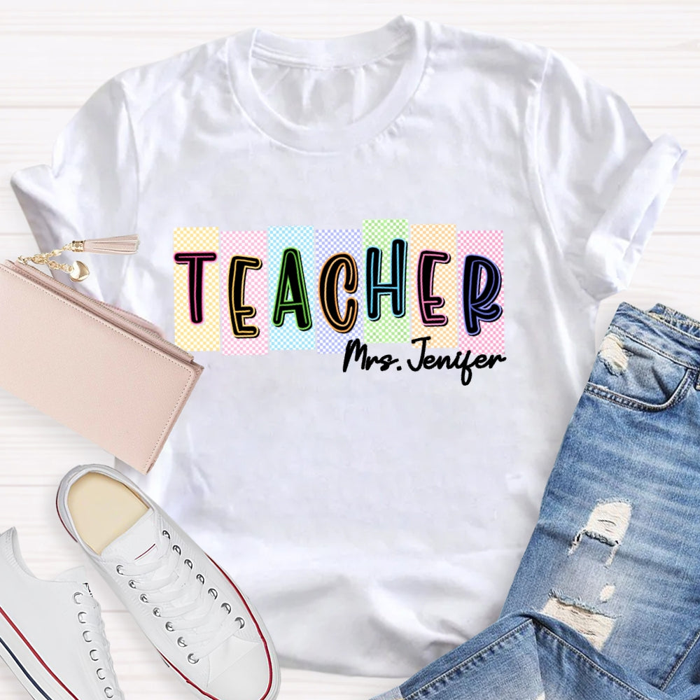 Personalized Name Teachers Back To School Funny Lattice T-shirt