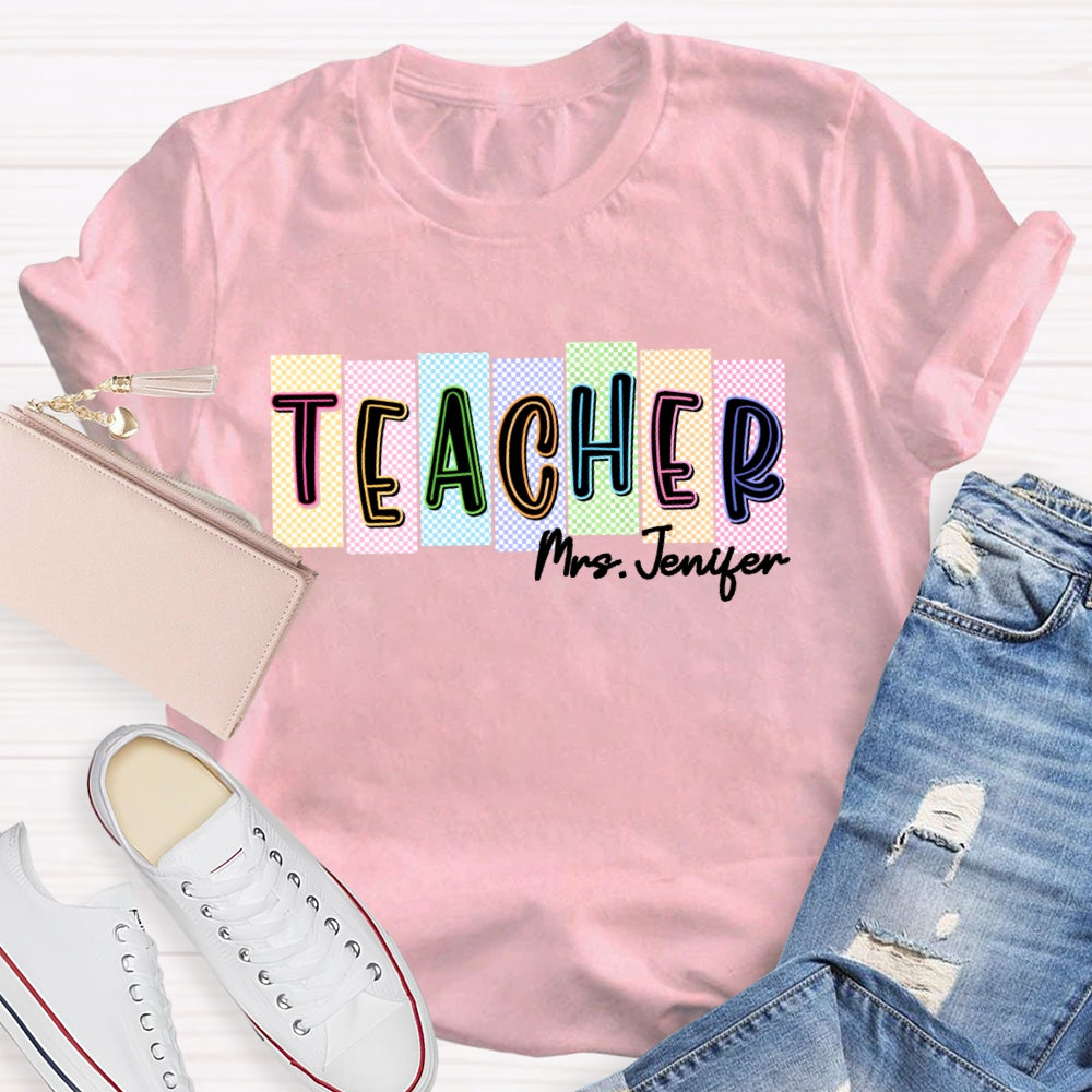 Personalized Name Teachers Back To School Funny Lattice T-shirt