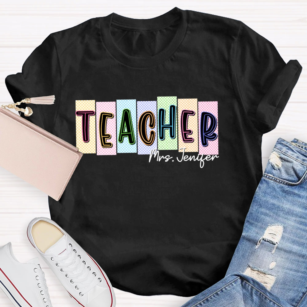Personalized Name Teachers Back To School Funny Lattice T-shirt