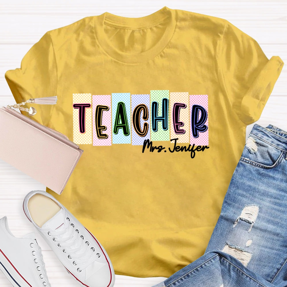 Personalized Name Teachers Back To School Funny Lattice T-shirt