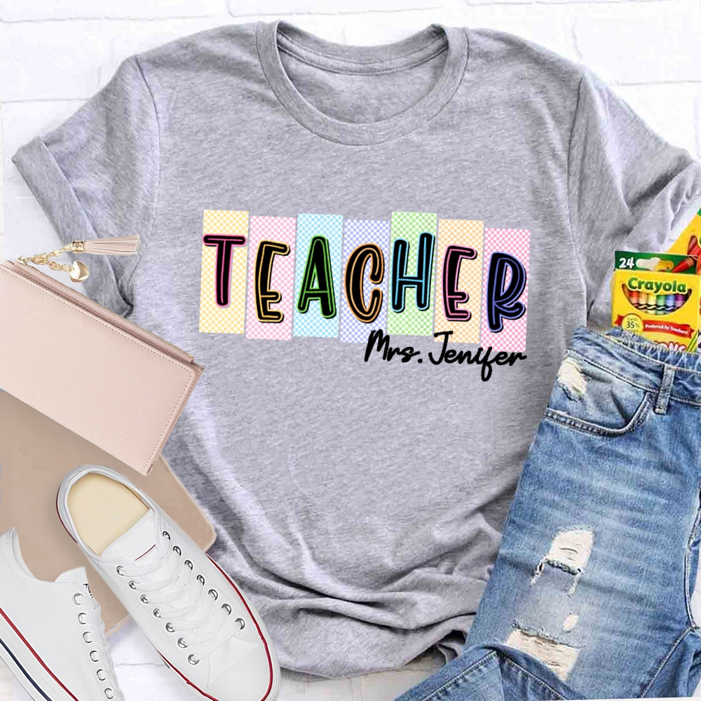 Personalized Name Teachers Back To School Funny Lattice T-shirt