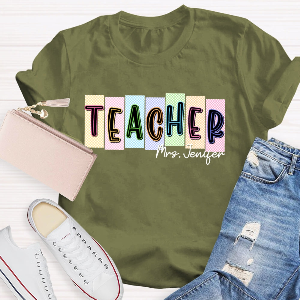 Personalized Name Teachers Back To School Funny Lattice T-shirt