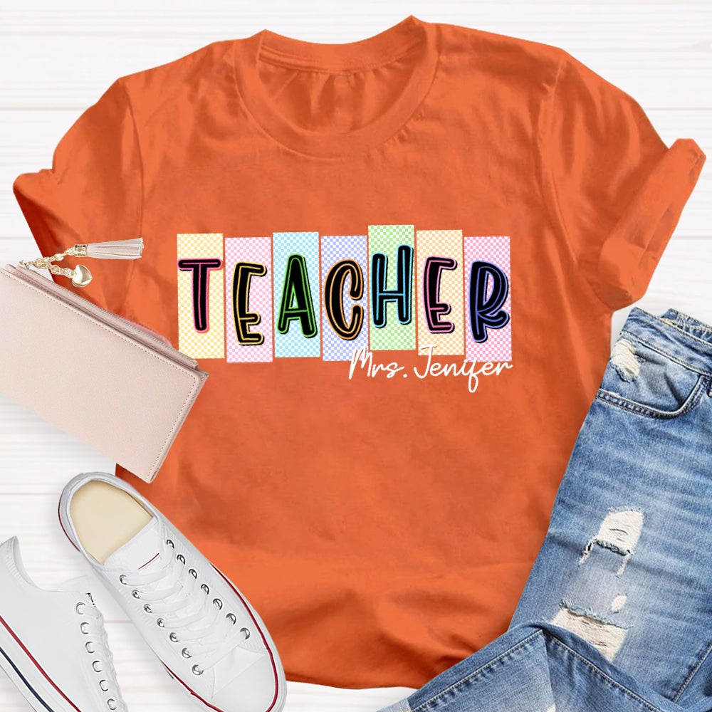 Personalized Name Teachers Back To School Funny Lattice T-shirt