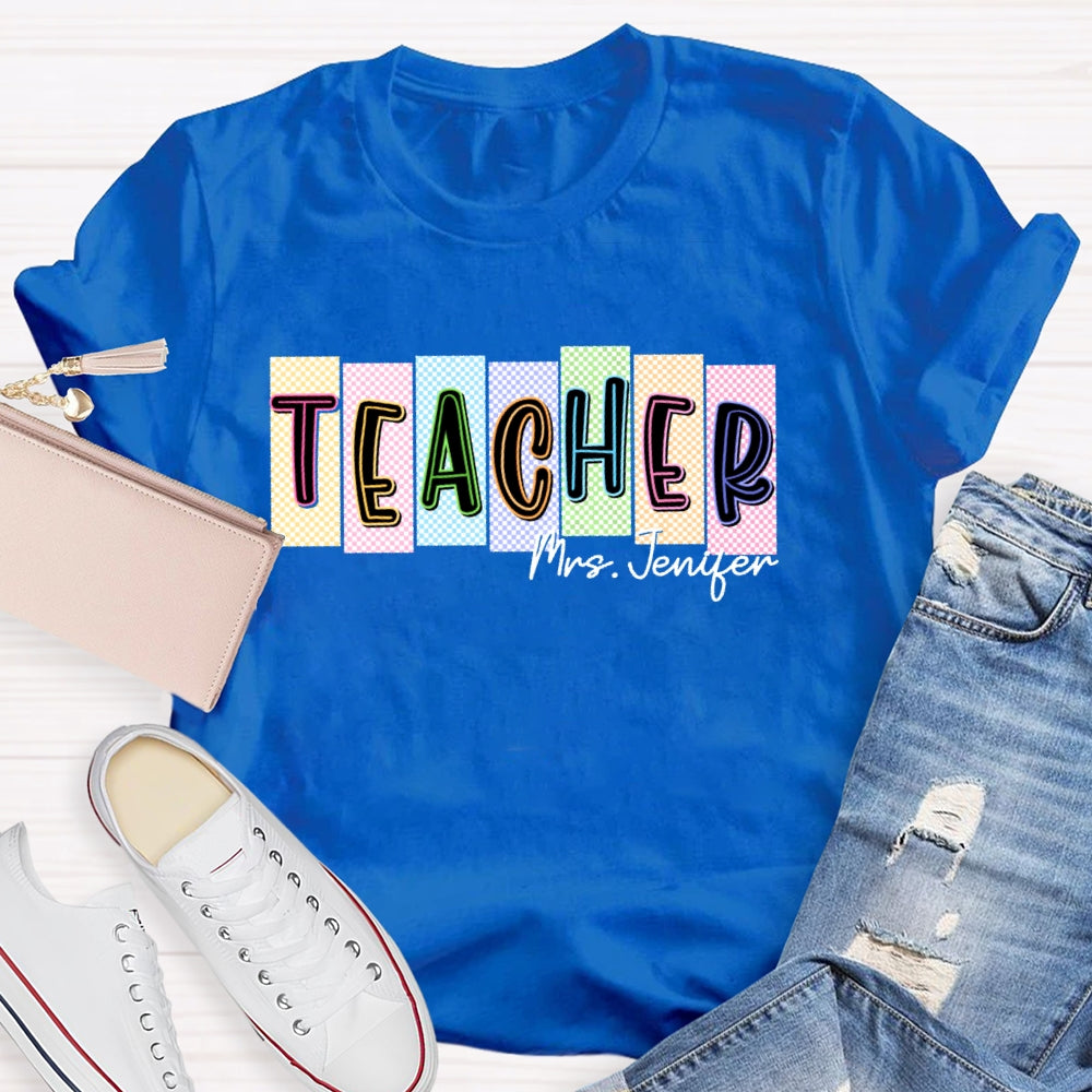 Personalized Name Teachers Back To School Funny Lattice T-shirt