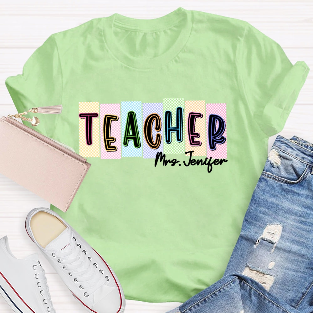 Personalized Name Teachers Back To School Funny Lattice T-shirt