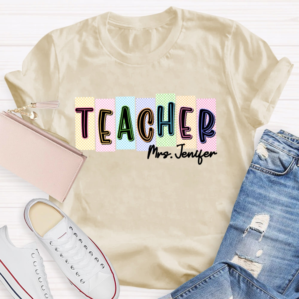Personalized Name Teachers Back To School Funny Lattice T-shirt