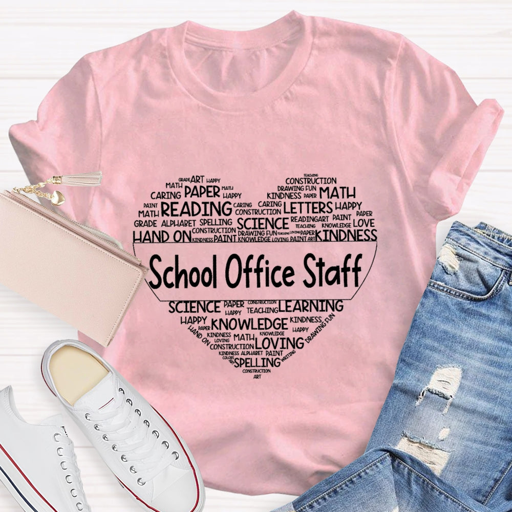 School Office Staff Paper Reading Math Science Loving Learning T-shirt