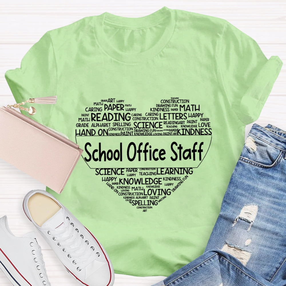 School Office Staff Paper Reading Math Science Loving Learning T-shirt