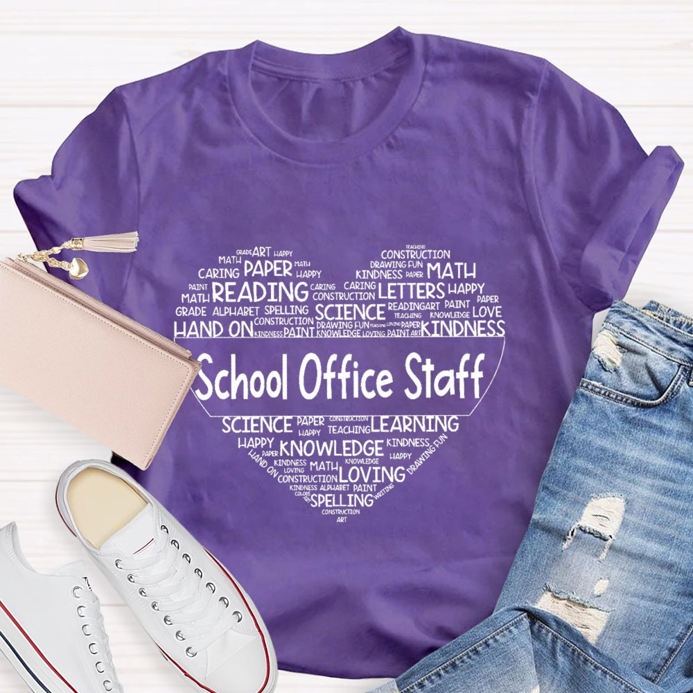 School Office Staff Paper Reading Math Science Loving Learning T-shirt