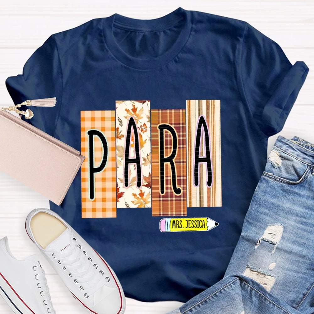 Personalized Name Para Autumn Maple Leaves T-shirt