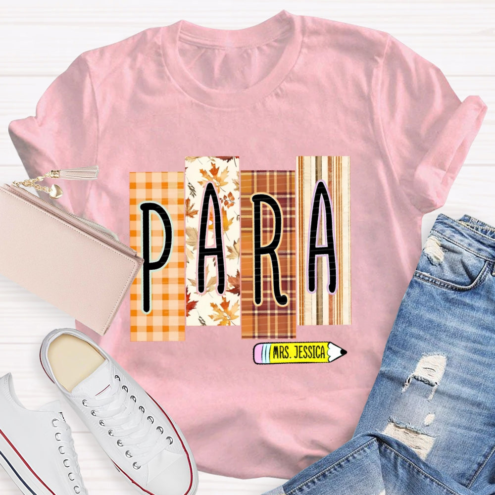Personalized Name Para Autumn Maple Leaves T-shirt