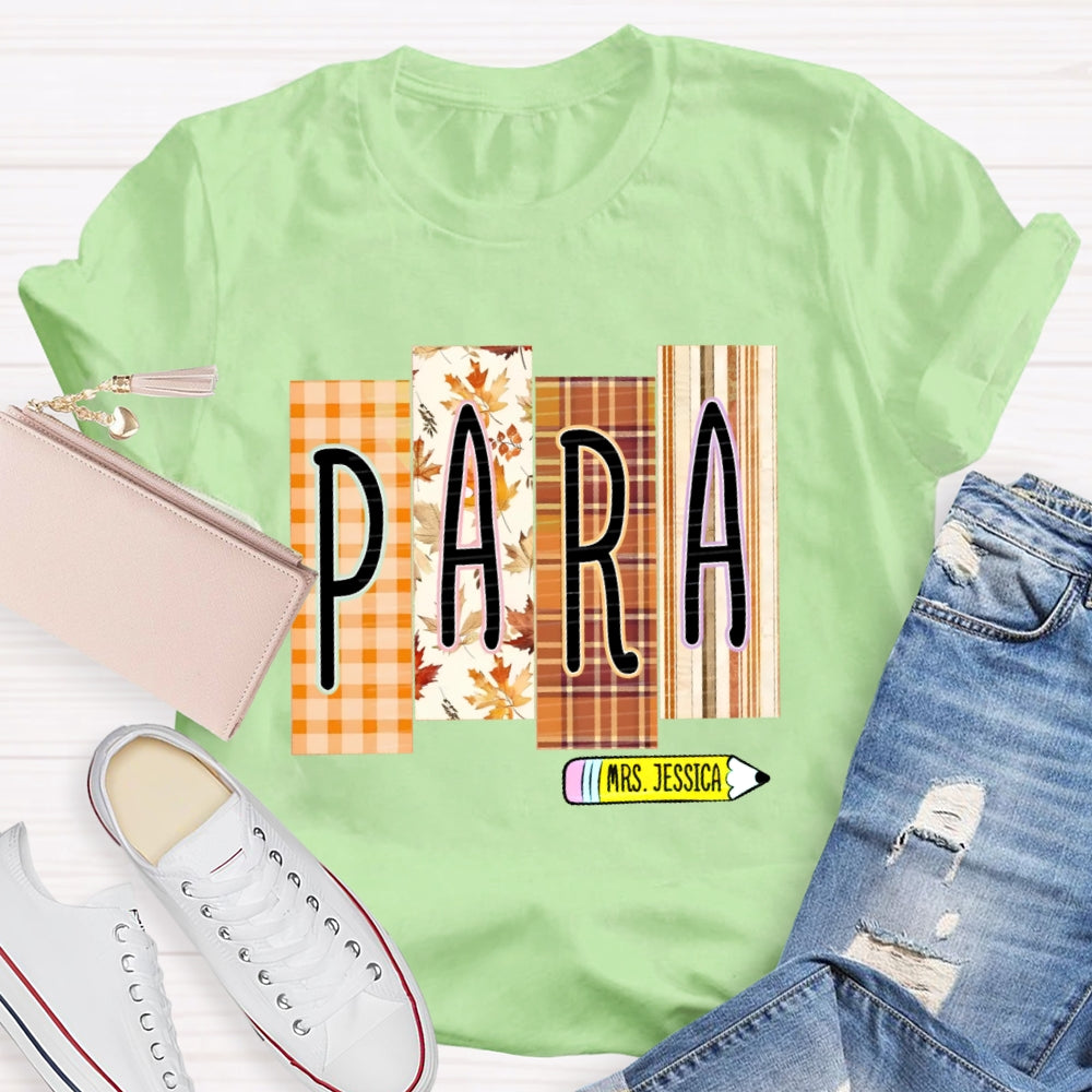Personalized Name Para Autumn Maple Leaves T-shirt